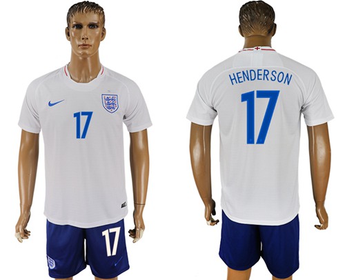 England #17 Henderson Home Soccer Country Jersey - Click Image to Close
